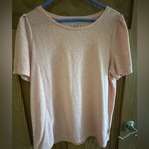 LOFT Women's Light Pink Striped Tee